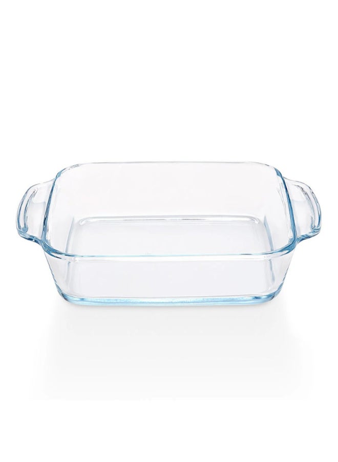 بوروسيل طبق خبز مربع مع مقبض 800 مل | آمن للاستخدام في الميكروويف والفرن | رائع للكعك، السوفليه، البولاو، المعكرونة، الحلاوة، والخضروات | أدوات تقديم زجاجية شفافة - Image 1