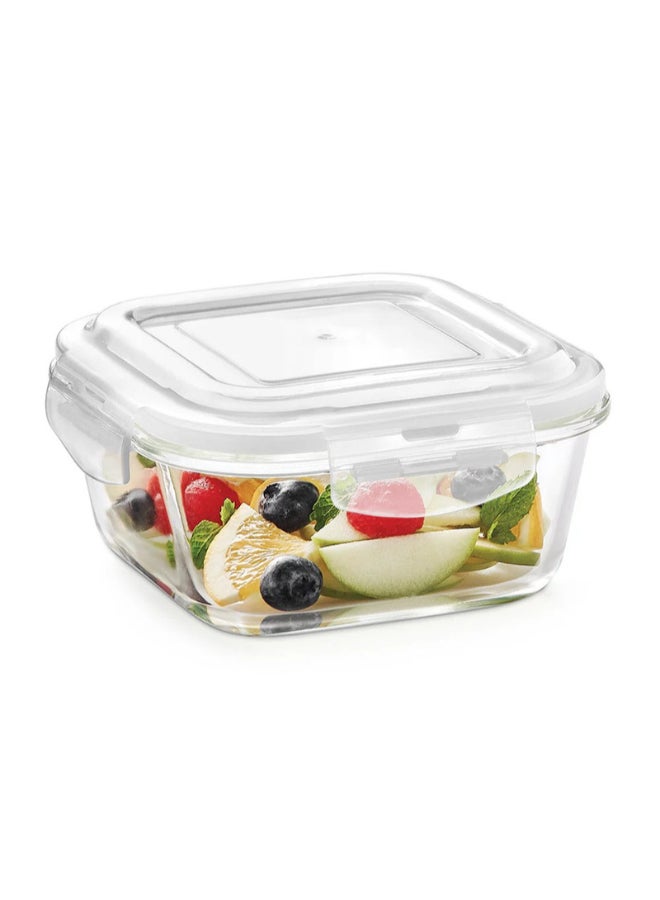 BOROSIL Multipurpose Klip n Store Square Glass Container 800ml | Oven, Microwave & Freezer Safe White 800ml - Image 1