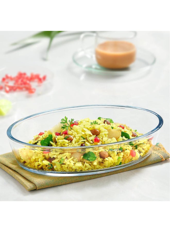 BOROSIL Multi-Purpose Rectangular Baking Dish, 1.6L | Perfect for Gulabjamun, Rasmalai, Rasgulla, Pastas & Halwa | Oven, Microwave & Freezer Safe White 1.6Liters - Image 3