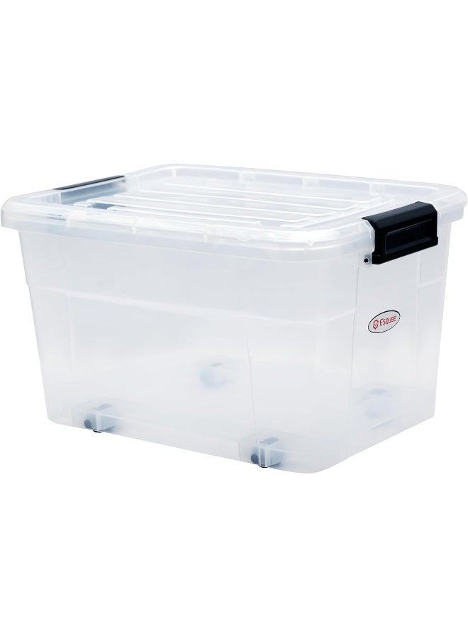 اسكيوب 100L Clear Plastic Storage Box with Lockable Lid clear - Image 1