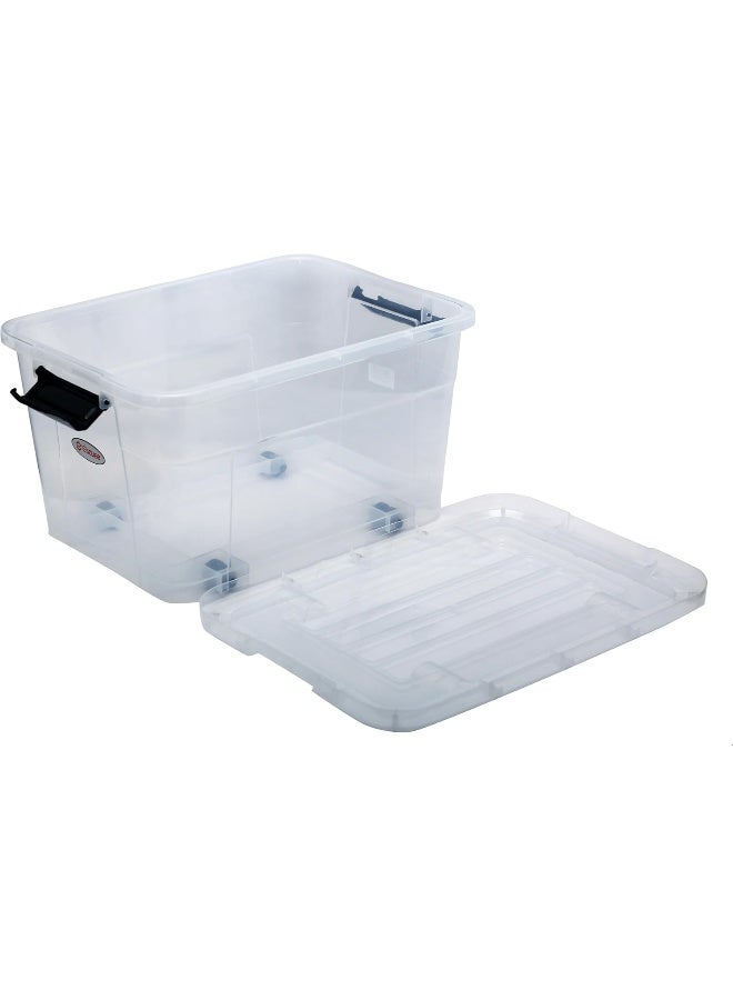 اسكيوب 100L Clear Plastic Storage Box with Lockable Lid clear - Image 2