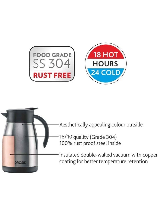 بوروسيل Borosil Vacuum Insulated Stainless Steel Teapot | Tea Pot | Thermal Flask | Thermos | Carafe | Jug | Coffee Pot | For Water, Coffee, Tea | 1.5 Liter SILVER - Image 3