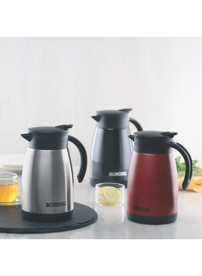 بوروسيل Borosil Vacuum Insulated Stainless Steel Teapot | Tea Pot | Thermal Flask | Thermos | Carafe | Jug | Coffee Pot | For Water, Coffee, Tea | 1.5 Liter SILVER - Image 5