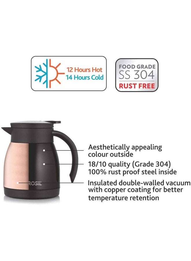 بوروسيل Borosil Vacuum Insulated Stainless Steel Teapot | Tea Pot | Thermal Flask | Thermos | Carafe | Jug | Coffee Pot | For Water, Coffee, Tea | Black 500 Ml BLACK - Image 4