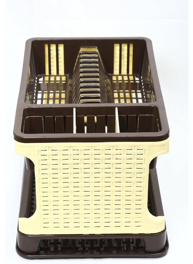 ESQUBE Titan 2-Layer Kitchen Dish Rack Brown & Cream - Image 4