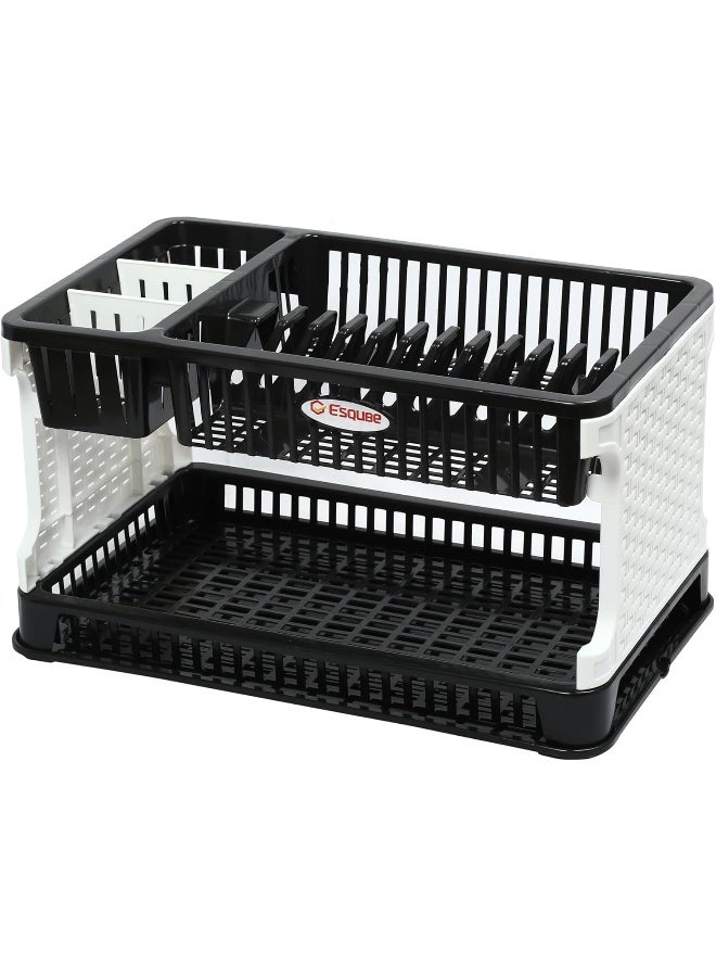 ESQUBE Titan 2-Layer Kitchen Dish Rack Black & White - Image 1