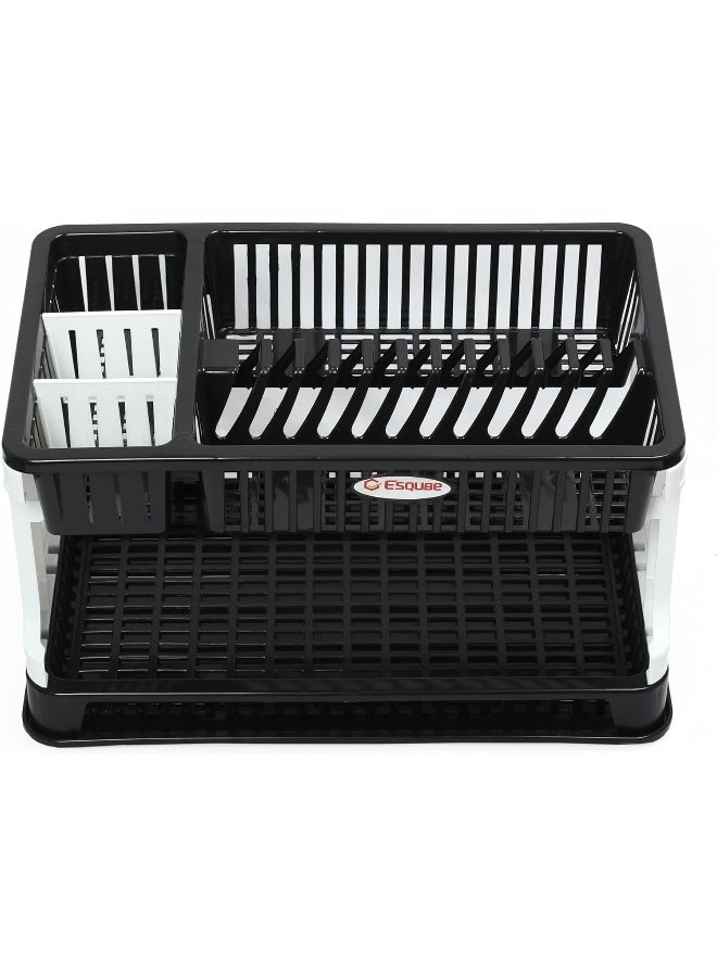ESQUBE Titan 2-Layer Kitchen Dish Rack Black & White - Image 2