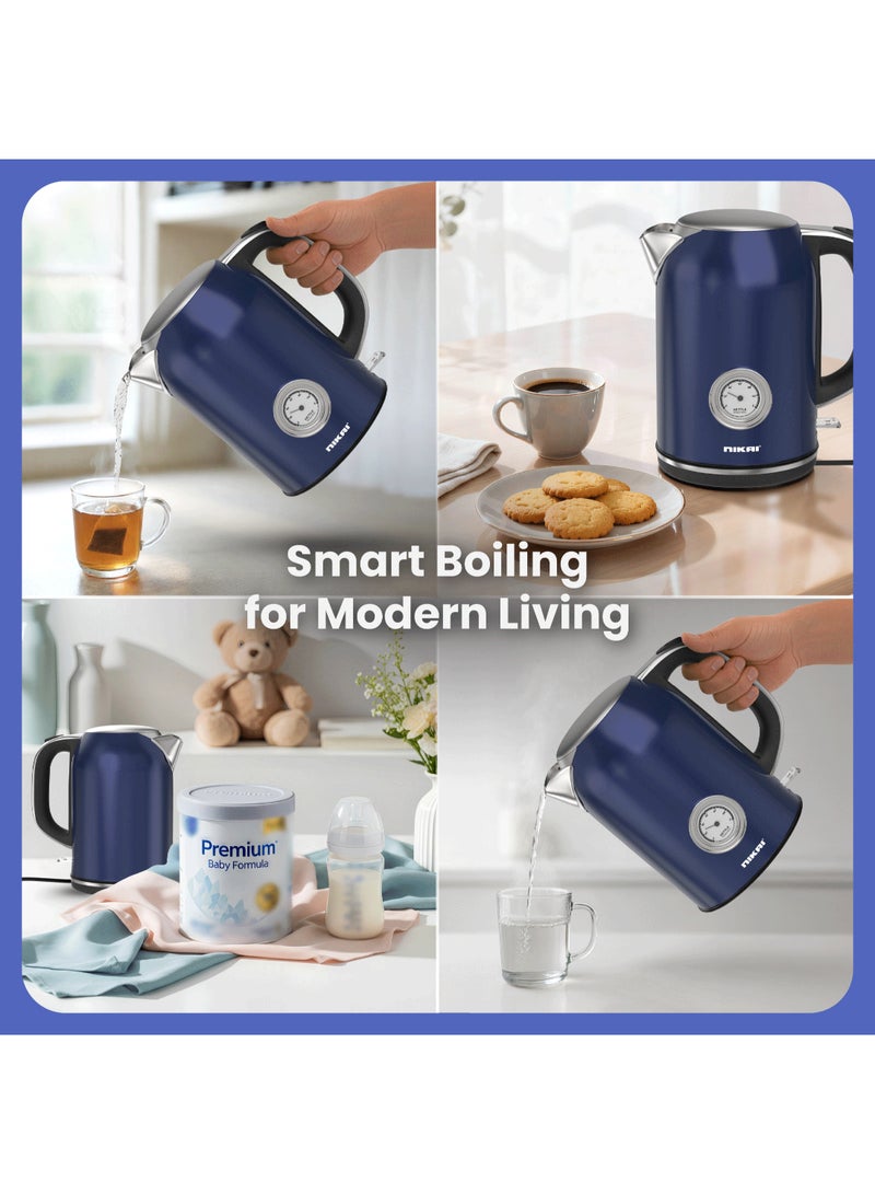 NIKAI Cordless Electric Kettle 2200W, 1.7L Capacity | Electric Kettle with Temperature Dial Control | 360° Swivel Base, Auto Shut-Off Nylon Filter | Quick Boiling Premium Design | 1.7 L 2200 W NKT001PS blue - Image 4