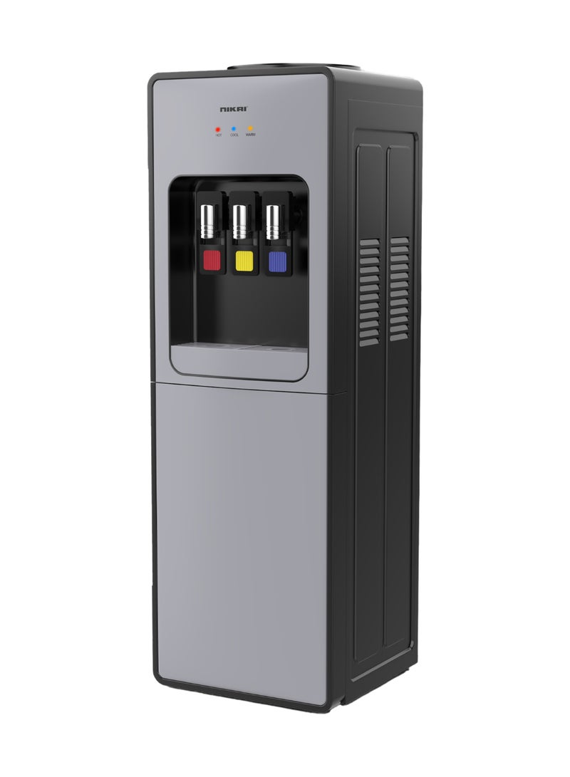 نيكاي موزع مياه مع تخزين ثلاجة سعة 16 لتر | مياه ساخنة وباردة وعادية | تبريد بالكمبريسور | تصميم 3 صنبور، خزان من الفولاذ المقاوم للصدأ مضاد للبكتيريا منخفض الضجيج | ضمان لمدة سنة - Image 1