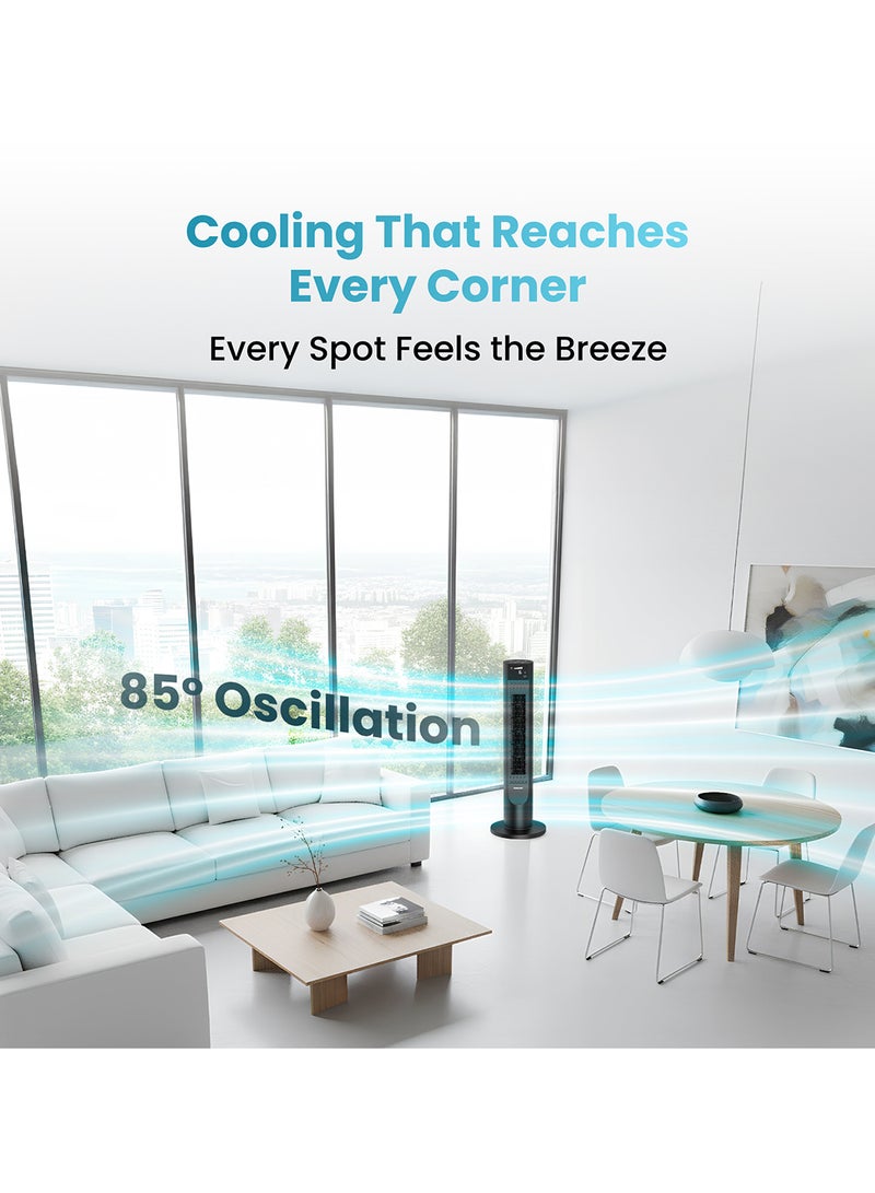 نيكاي مروحة برج نيكاي 36 بوصة مع محرك نحاسي، مروحة متأرجحة، 6 سرعات، لوحة لمس وتحكم عن بعد، شاشة LCD، مؤقت 12 ساعة، أوضاع طبيعية/نوم | تبريد هادئ للمنزل والمكتب | ضمان 2 سنوات - Image 4