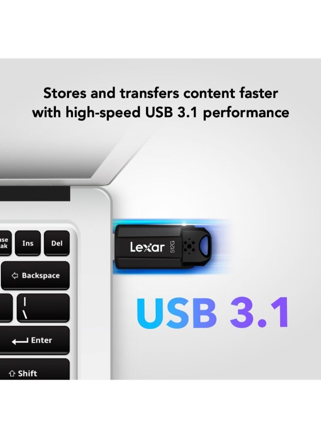 Lexar 256GB JumpDrive S80 USB 3.2 Gen 1 Flash Drive for Storage Expansion and Backup, Up to 150MB/s Read, Black (LJDS080256G-BNBNU) 256 GB - Image 3