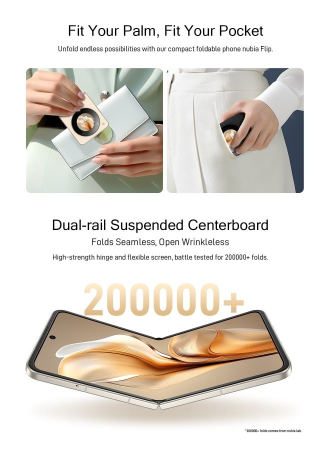 نوبيا هاتف فليب ثنائي الشريحة كوزميك بلاك 8GB+10GB RAM 256GB 5G - النسخة الدولية - Image 3