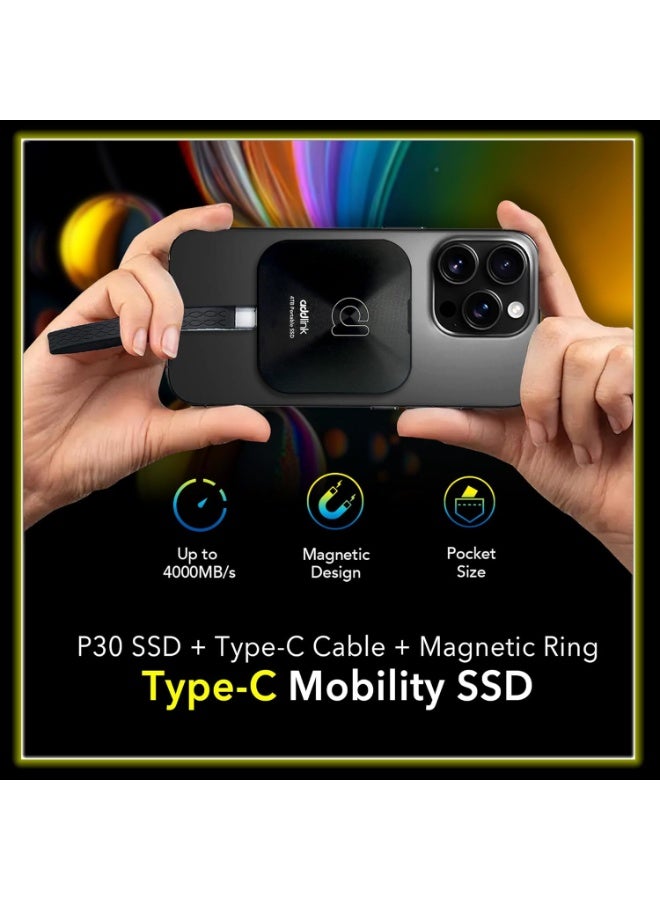 آدد لينك P30 2TB SSD خارجي محمول مع Magsafe، يصل إلى 4,000MB/s، USB نوع C 4.0 40Gbps، دعم تخزين فيديو iPhone ProRes 4K، متوافق مع PC Laptop Mac Windows Linux Android - Image 5