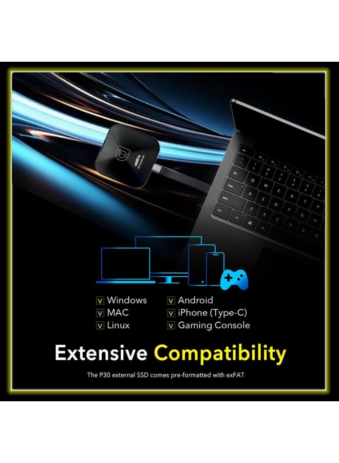 آدد لينك P30 2TB SSD خارجي محمول مع Magsafe، يصل إلى 4,000MB/s، USB نوع C 4.0 40Gbps، دعم تخزين فيديو iPhone ProRes 4K، متوافق مع PC Laptop Mac Windows Linux Android - Image 3