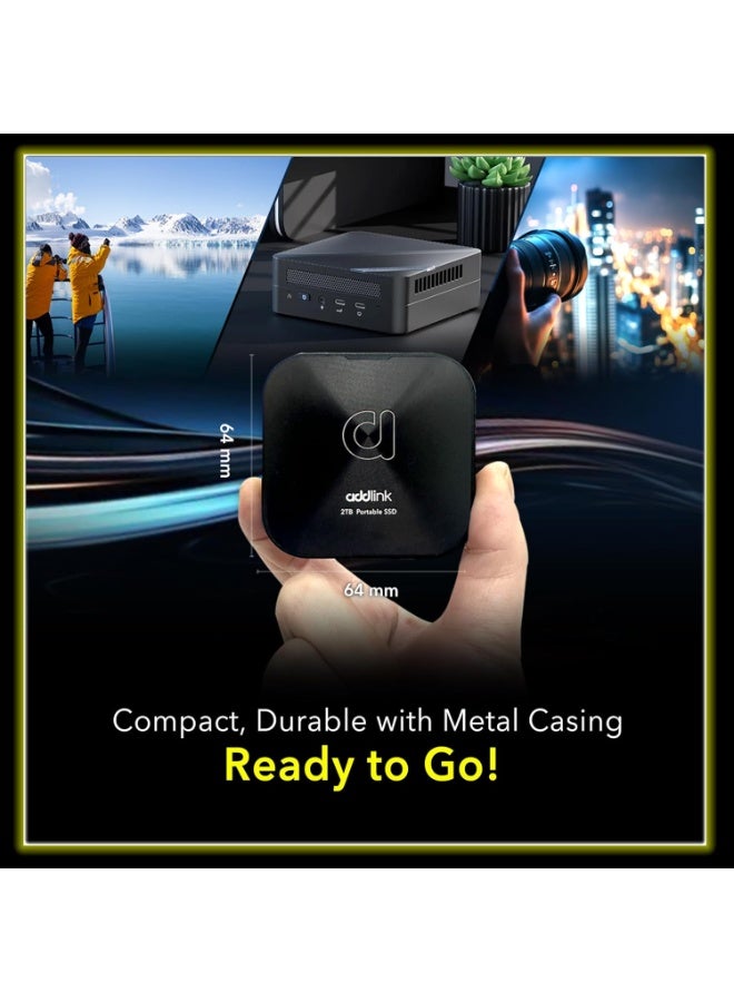 آدد لينك P30 2TB SSD خارجي محمول مع Magsafe، يصل إلى 4,000MB/s، USB نوع C 4.0 40Gbps، دعم تخزين فيديو iPhone ProRes 4K، متوافق مع PC Laptop Mac Windows Linux Android - Image 2