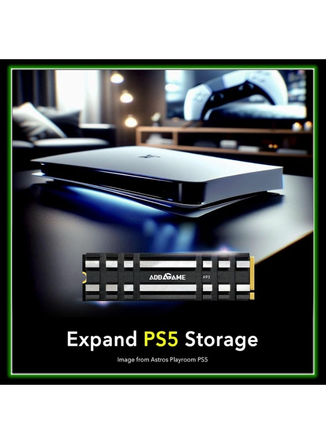 آدد لينك حاسوب ألعاب A93 بسعة 1 تيرابايت مع SSD لجهاز PS5 مع مبرد، سرعة تصل إلى 7400 ميجابايت/ثانية، الجيل الرابع PCIe NVMe M.2 2280، قرص صلب داخلي ذاكرة SLC كاش - Image 4
