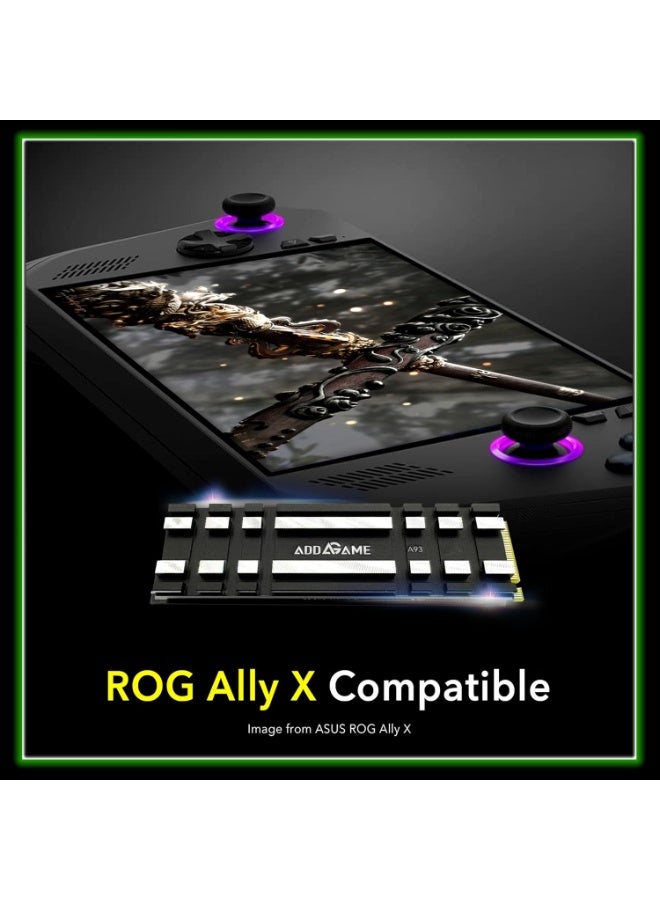 آدد لينك حاسوب ألعاب A93 بسعة 1 تيرابايت مع SSD لجهاز PS5 مع مبرد، سرعة تصل إلى 7400 ميجابايت/ثانية، الجيل الرابع PCIe NVMe M.2 2280، قرص صلب داخلي ذاكرة SLC كاش - Image 5