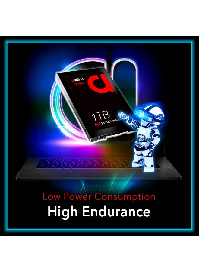آدد لينك S20 1TB SSD داخلي متوافق مع PS4 SATA III بحجم 2.5 بوصة جودة عالية للغاية، سرعة قراءة قصوى تصل إلى 500MB/s، بديل/ترقية مثالية للقرص الصلب للابتوب، كمبيوتر سطح المكتب Sony PS4 aUK1TBS20S3S - Image 3