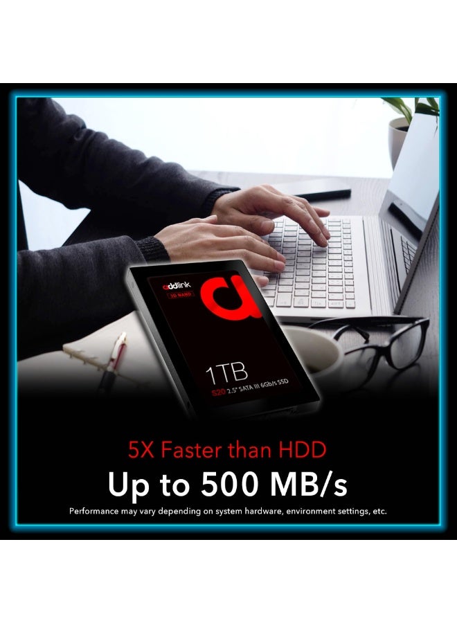 آدد لينك S20 1TB SSD داخلي متوافق مع PS4 SATA III بحجم 2.5 بوصة جودة عالية للغاية، سرعة قراءة قصوى تصل إلى 500MB/s، بديل/ترقية مثالية للقرص الصلب للابتوب، كمبيوتر سطح المكتب Sony PS4 aUK1TBS20S3S - Image 2