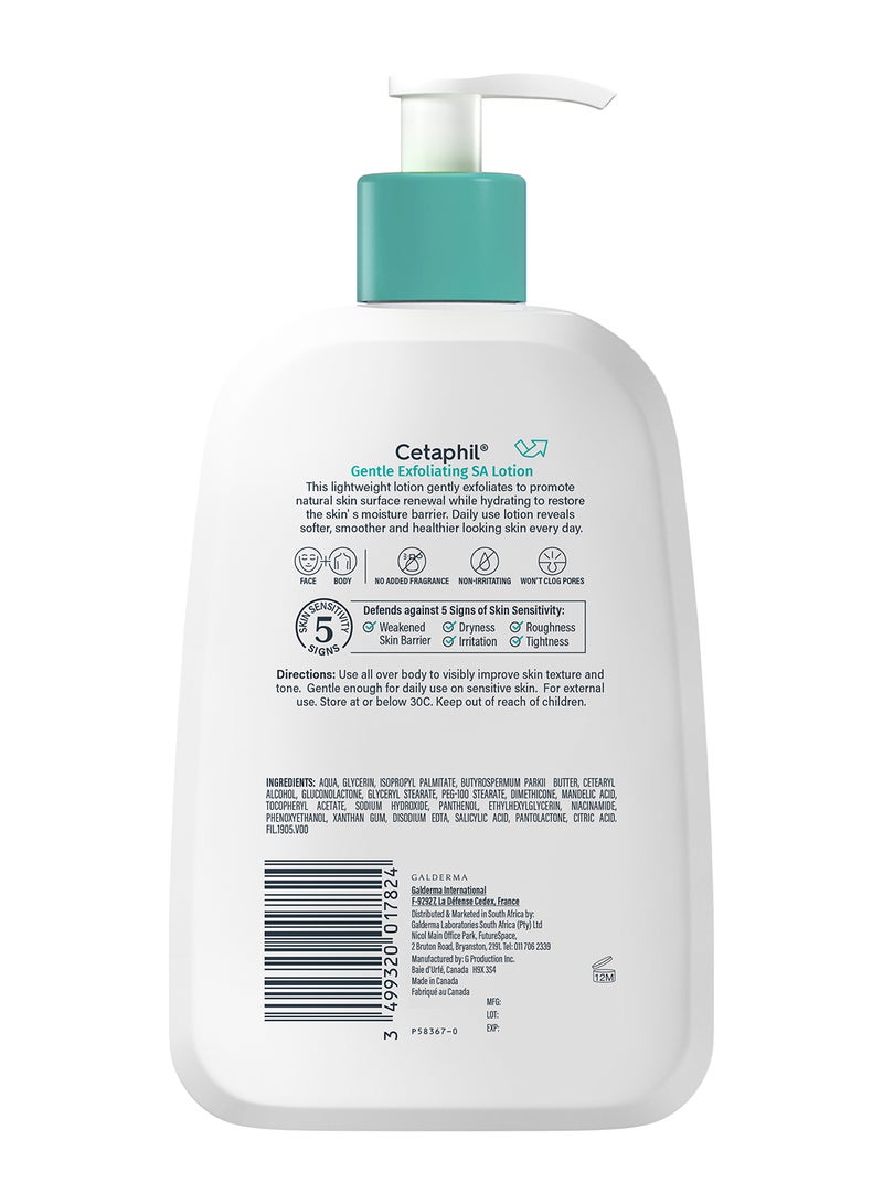 Cetaphil Gentle Exfoliating Sa Lotion, Lightweight Moisturizer For All Skin Types, 473 Ml Pump Bottle, Salicylic Acid, Mandelic Acid & Gluconolactone, Gently Exfoliates, Dermatologist Recommended Brand, Pump Bottle - White 473ml - Image 2