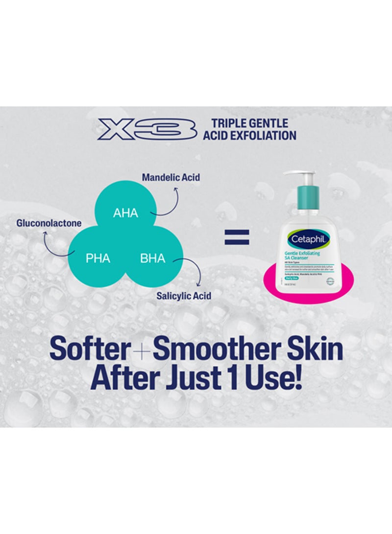 سيتافيل Gentle Exfoliating Sa Cleanser, Foaming Gel Cleanser For All Skin Types, Salicylic Acid, Mandelic Acid & Gluconolactone, Gently Exfoliates, Dermatologist Recommended Brand,  Pump Bottle - Transperant 473ml - Image 2