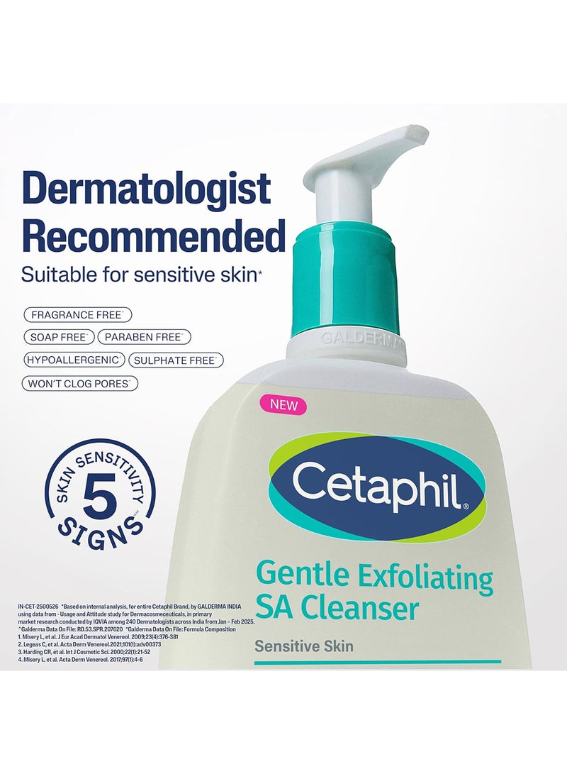 سيتافيل Gentle Exfoliating Sa Cleanser, Foaming Gel Cleanser For All Skin Types, Salicylic Acid, Mandelic Acid & Gluconolactone, Gently Exfoliates, Dermatologist Recommended Brand,  Pump Bottle - Transperant 473ml - Image 5