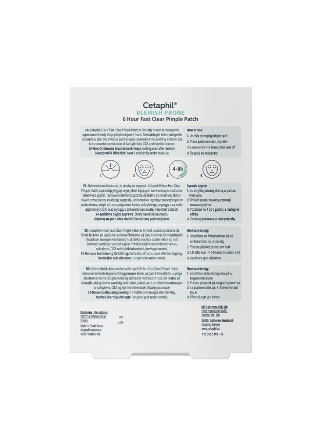 Cetaphil Blemish Prone 6 Hours Fast Clear Pimple Patches, Ultra-Thin Salicylic Acid Invisible Spot Cover, Improve The Look Of Early-Stage Blemishes | Dermatologist Recommended | 24-Count| White - Image 2