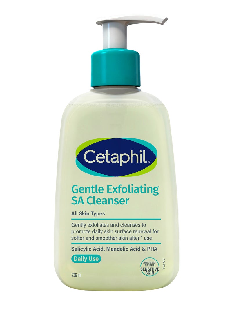 سيتافيل Gentle Exfoliating Sa Cleanser, Foaming Gel Cleanser For All Skin Types, Salicylic Acid, Mandelic Acid & Gluconolactone, Gently Exfoliates, Dermatologist Recommended Brand,  Pump Bottle - Transperant 236ml - Image 1