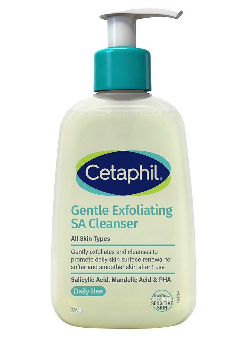 Cetaphil Gentle Exfoliating Sa Cleanser, Foaming Gel Cleanser For All Skin Types, Salicylic Acid, Mandelic Acid & Gluconolactone, Gently Exfoliates, Dermatologist Recommended Brand,  Pump Bottle - Transperant 236ml - Image 1