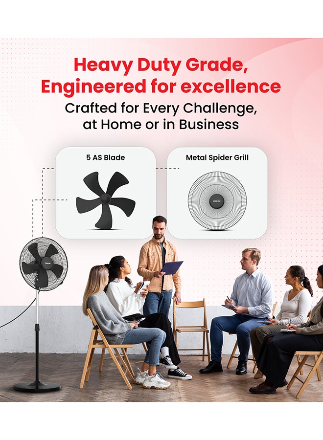 نيكاي مروحة قائمة ثقيلة 18 بوصة بمحرك AC قوي 165 واط، 5 سرعات قوية و5 شفرات AS، دوران 80° + ارتفاع قابل للتعديل 25°، مروحة قاعدة مثالية للاستخدام الصناعي والمنزلي والمكتبي - ضمان 2 سنوات - Image 5