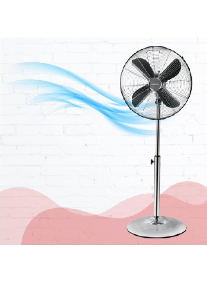 NIKAI 16-Inch Premium Stand Fan, 4 Blade High-Speed, Adjustable Height & Oscillation, Cooling Fan for Home And Office Use - 2 Year Warranty - 60 W NPF169CMX Silver - Image 5