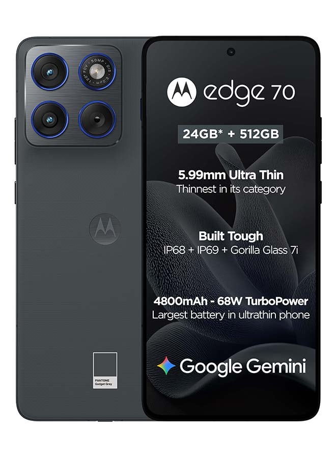 Motorola Edge 70 Dual SIM 5G 12 RAM 512GB Gadget Grey - Middle East Version - Image 1