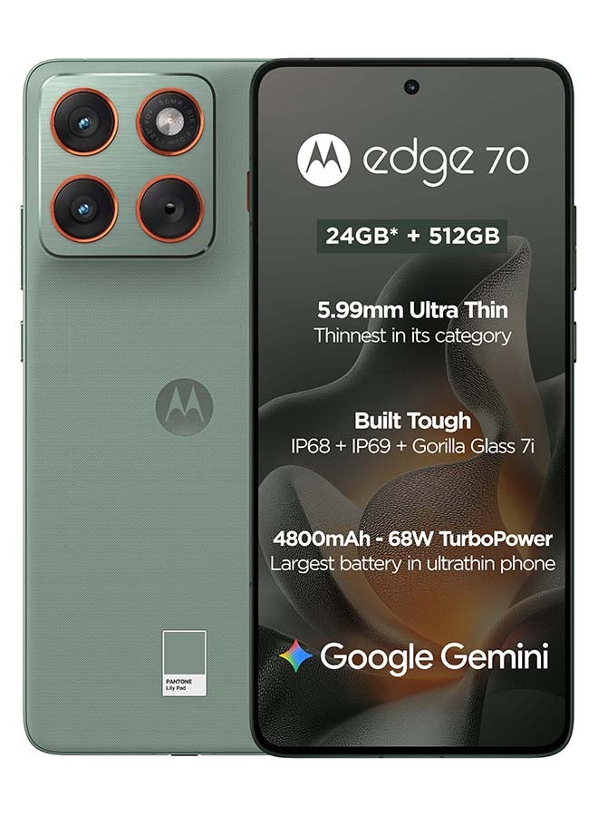 Motorola Edge 70 Dual SIM 5G 12 RAM 512GB Lily Pad - Middle East Version - Image 1