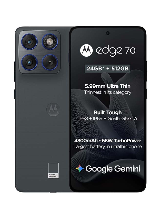 Motorola Edge 70 Dual SIM 5G 12 RAM 512GB Gadget Grey With Pre order Free Gifts - Middle East Version - Image 2