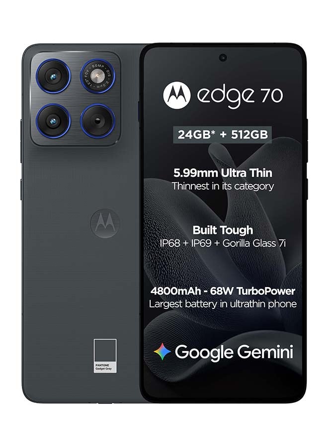 Motorola Edge 70 Dual SIM 5G 12 RAM 512GB Gadget Grey With Free Gifts - Middle East Version - Image 2