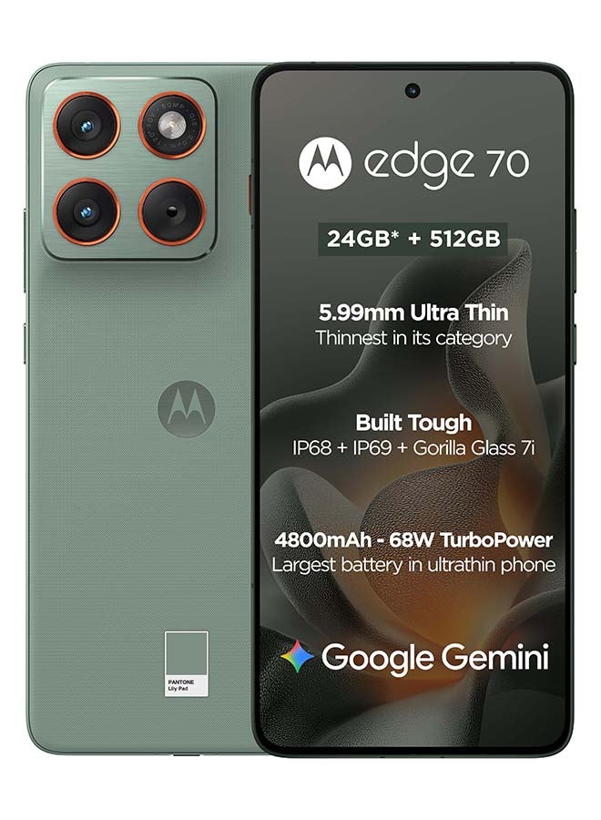 Motorola Edge 70 Dual SIM 5G 12 RAM 512GB Lily Pad With  Free Gifts - Middle East Version - Image 2