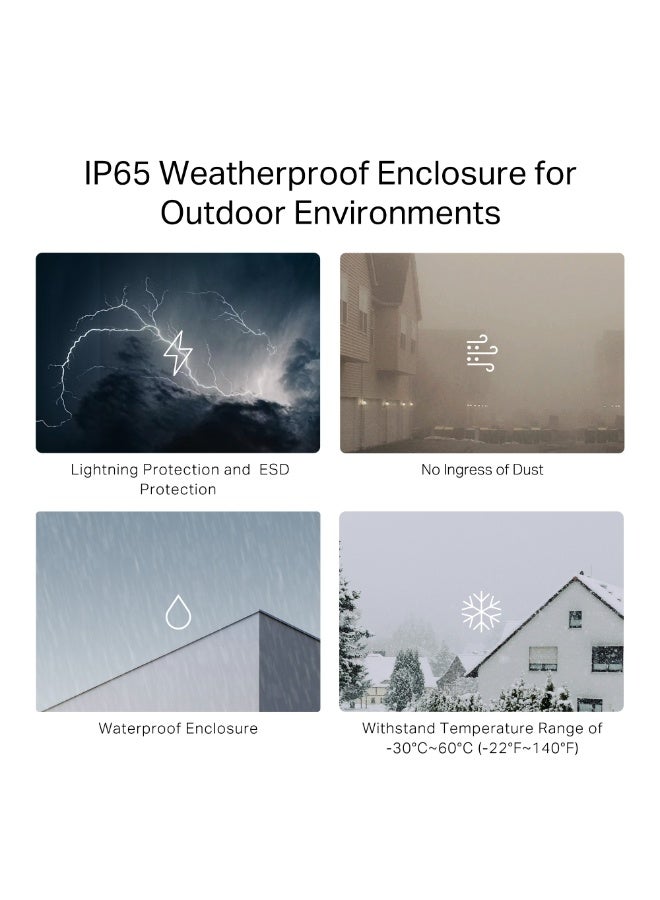 تي بي لينك Deco BE25-Outdoor BE3600 Dual-Band Wi-Fi 7 Outdoor/Indoor Mesh WiFi Extender Unit | Up to 2,800 sq.ft | 2 * 2.5G PoE+ Ports, IP65 Waterproof, MLO| Multiple Mounting Options| Secure by Design, 1-Pack white - Image 5