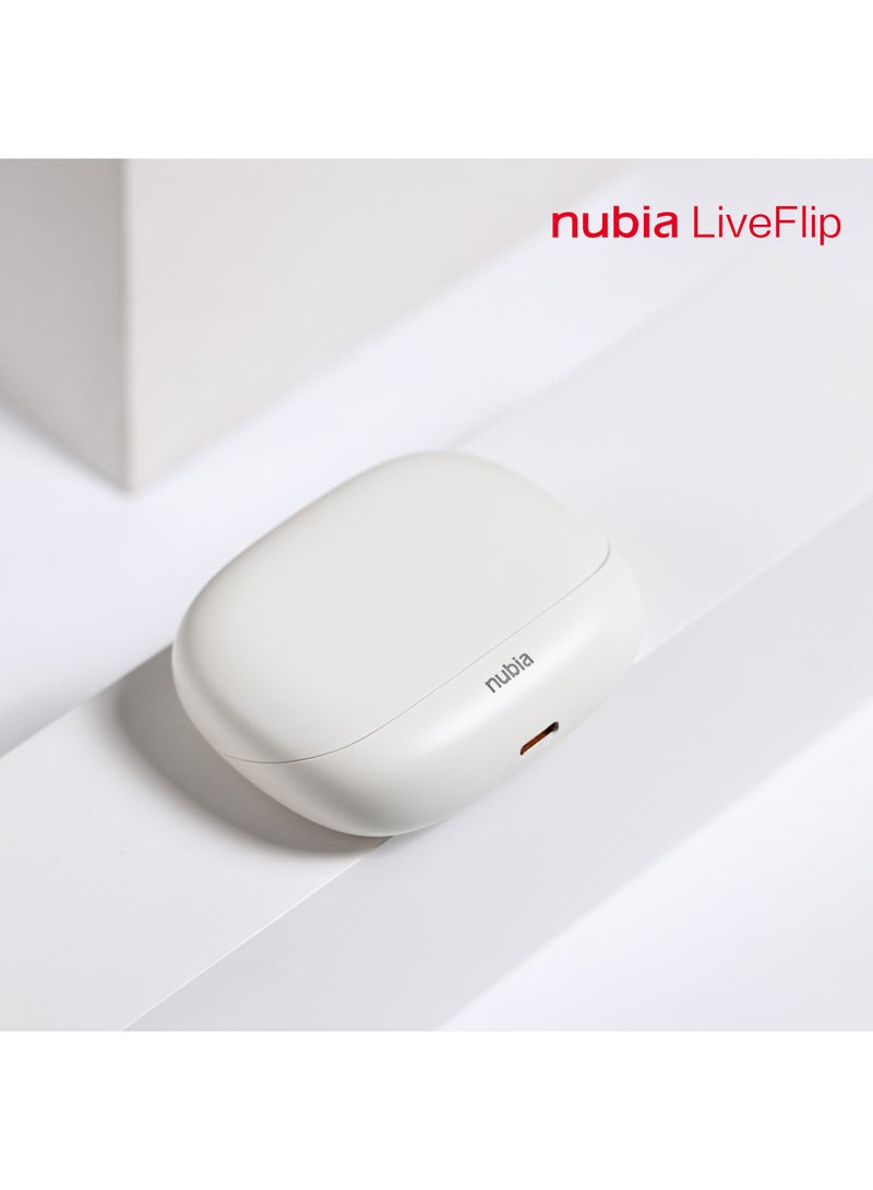 ZTE nubia LiveFlip Wireless Earbuds, 15mm Ultra-Large Driver, 10-Hour Battery Life, IPX4 Water Resistant, Bluetooth V5.4, ENC Noise Cancelling For Perfect for Music & Gaming Creamy White - Image 3