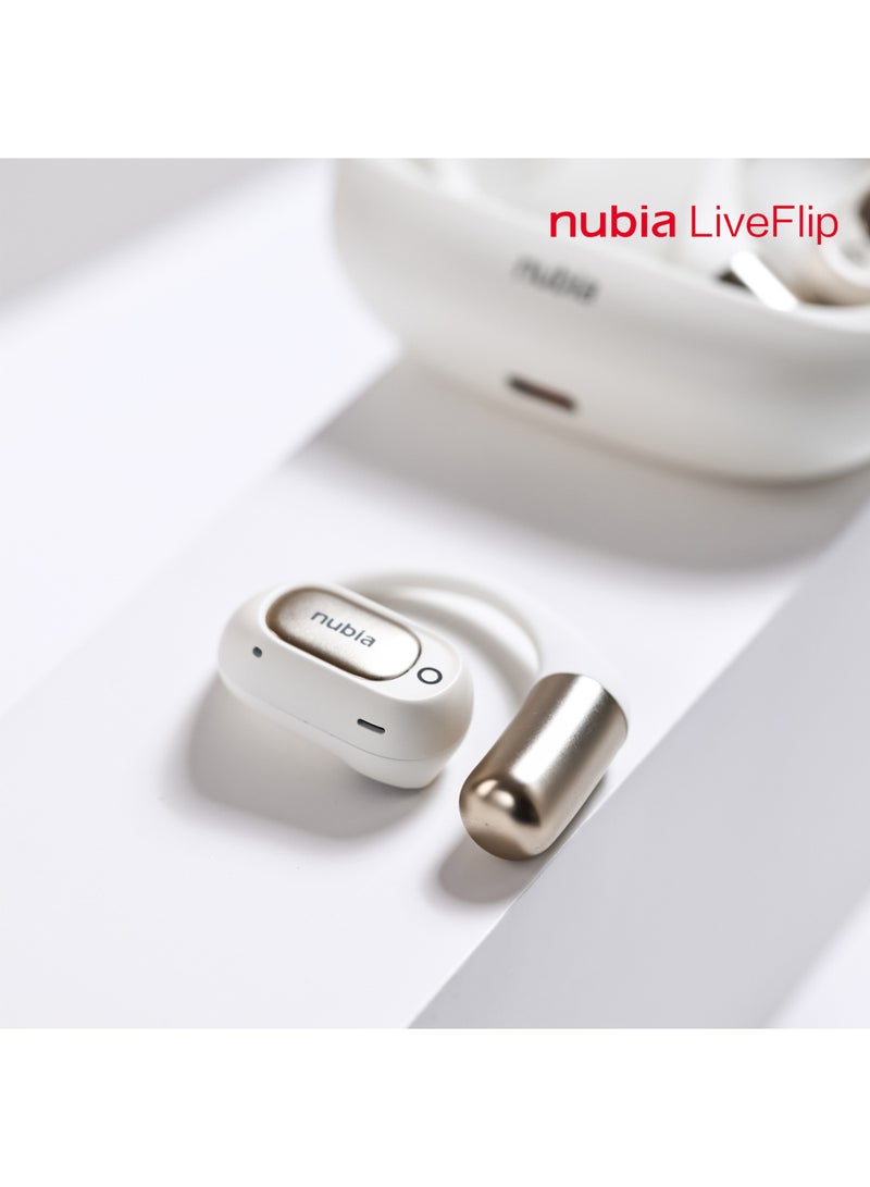 ZTE nubia LiveFlip Wireless Earbuds, 15mm Ultra-Large Driver, 10-Hour Battery Life, IPX4 Water Resistant, Bluetooth V5.4, ENC Noise Cancelling For Perfect for Music & Gaming Creamy White - Image 5