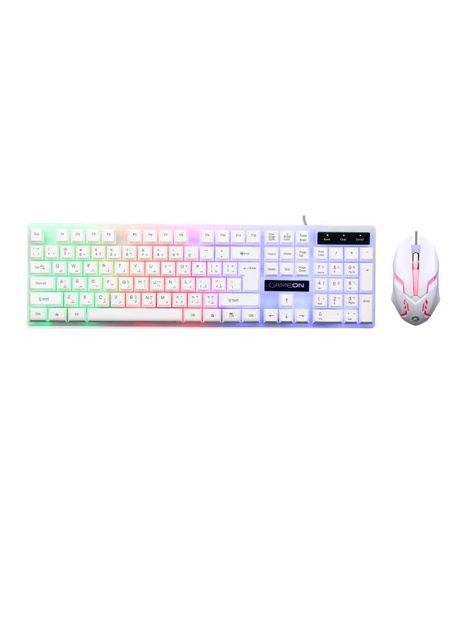GAMEON DOMINION Series GO21KM-W Wired Keyboard & Mouse Combo, English/Arabic Full Size 104 Keys, Keyboard + 1600 DPI Mouse, Rainbow Backlight, USB Plug and Play for Windows, Mac and Android - Image 1