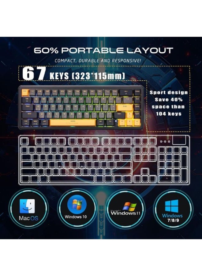 جايم أون GOMGK68-RS لوحة مفاتيح ألعاب ميكانيكية سلكية RGB مغناطيسية بنسبة 60% ، تصميم قابل للتبديل الساخن بـ 67 مفتاح ، مفتاح خطي وردي ، كابل Type-C ، معدل استجابة 8K ، تخطيط إنجليزي/عربي ، تحكم برمجي مخصص - Image 3