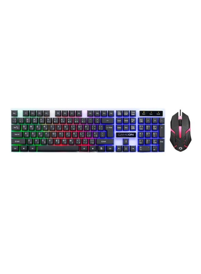 GAMEON DOMINION Series GO21KM-B Wired Keyboard & Mouse Combo, English/Arabic Full Size 104 Key Keyboard + 1600 DPI Mouse, Rainbow Backlight, USB Plug and Play for Windows/Mac/Android - Image 1