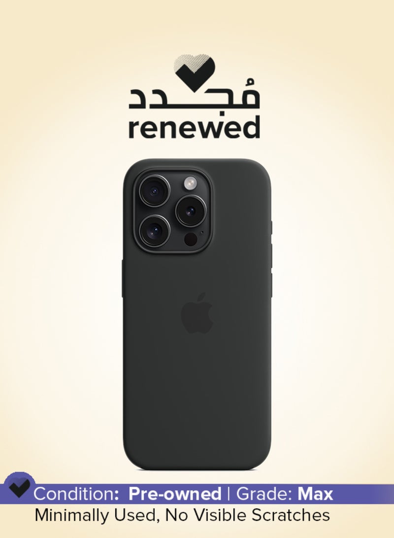 ابل  Renewed - iPhone 15 Pro Silicone Case with MagSafe - Black - Image 1