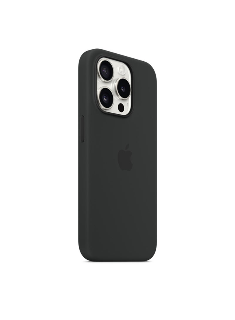 ابل  Renewed - iPhone 15 Pro Silicone Case with MagSafe - Black - Image 2