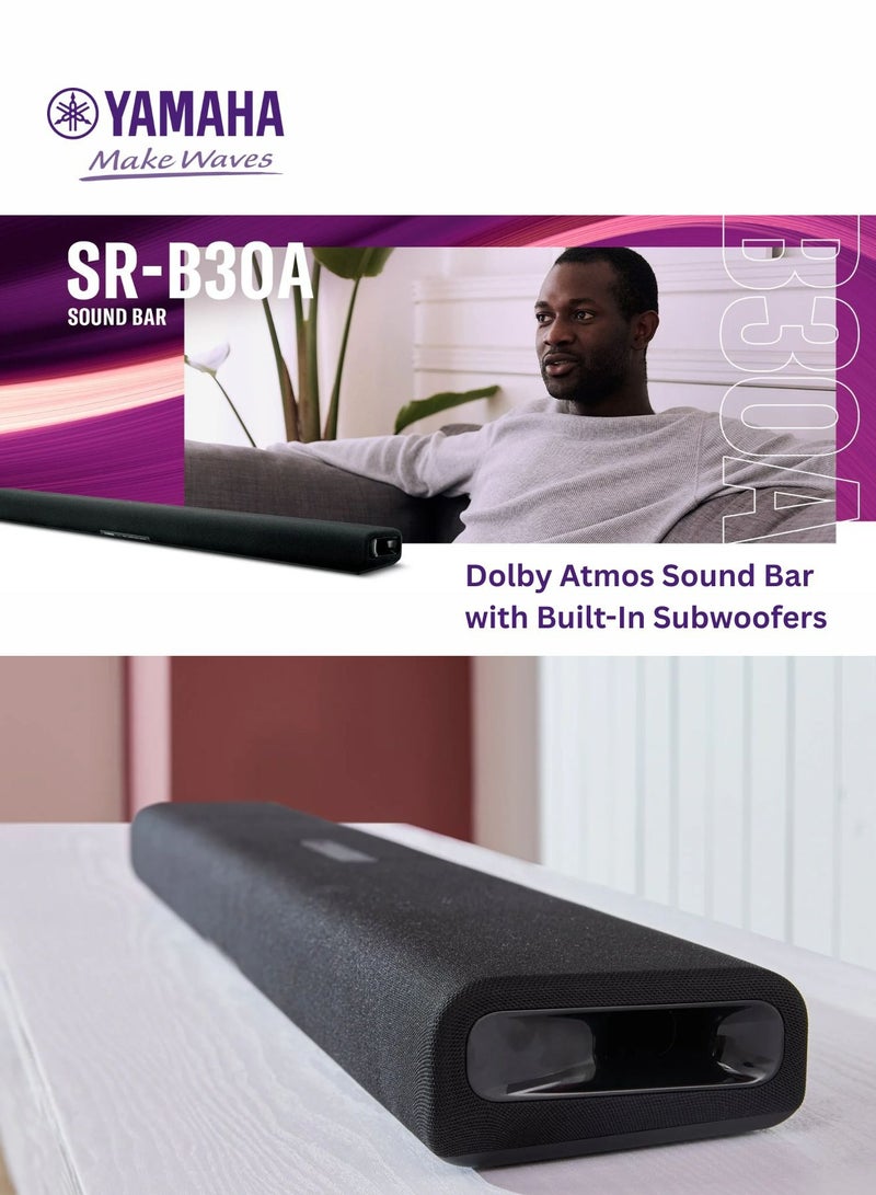 ياماها SR-B30A Soundbar – Dolby Atmos 3D Surround Sound, Built-in Woofer for Deep Bass, Multiple Sound Modes for Movies, Music & Gaming, Slim Elegant Design, Bluetooth Wireless Streaming SR-B30A Black - Image 4