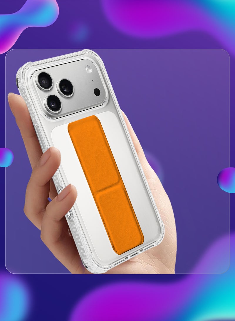 MARGOUN Finger Grip Clear Case Cover for iPhone 17 Pro Max - Kickstand Car Magnetic Holder Multi-function Protective Two-in-one Case - Cosmic Orange-1 - Image 3