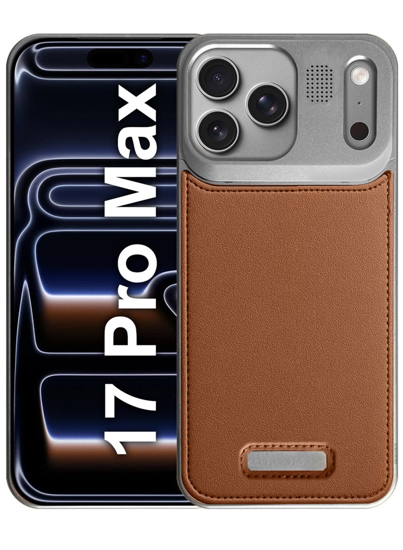 MARGOUN MagSafe Leather Aluminum Alloy Metal Case for iPhone 17 Pro Max - with Aromatherapy - Shockproof Lens Protection - Silver Brown-1 - Image 1