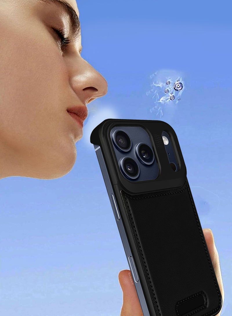 مارجون حافظة معدنية من الألمنيوم والجلد مع MagSafe لجهاز iPhone 17 Pro Max - مع العلاج بالروائح - حماية عدسة مضادة للصدمات - - Image 4