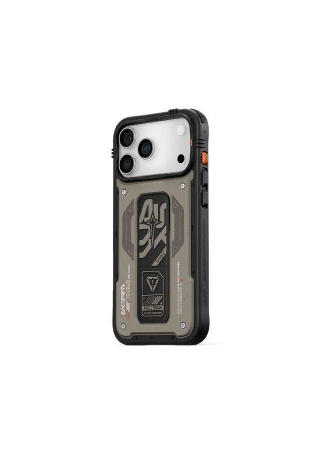 إسكينارما حافظة AEGIS GREY لهاتف iPhone 17 Pro Max | جلد نباتي | MagSafe | قاعدة مدمجة | حماية من السقوط حتى 8 أقدام - Image 3