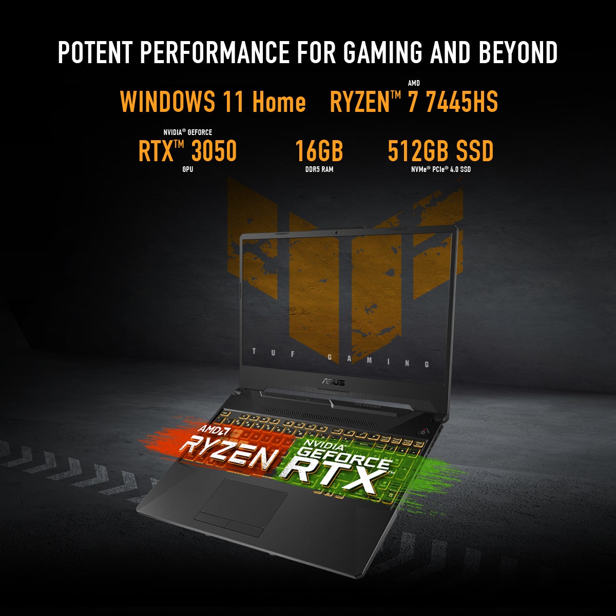 TUF A15 Gaming (2025) Laptop – AMD Ryzen 7-7445HS / 15.6inch FHD / 512GB SSD / 16GB RAM / 4GB NVIDIA GeForce RTX 3050 Graphics / Windows 11 Home / English & Arabic Keyboard / Graphite Black / Middle East Version – [FA506NCG-B165W] English/Arabic Graphite Black image 5